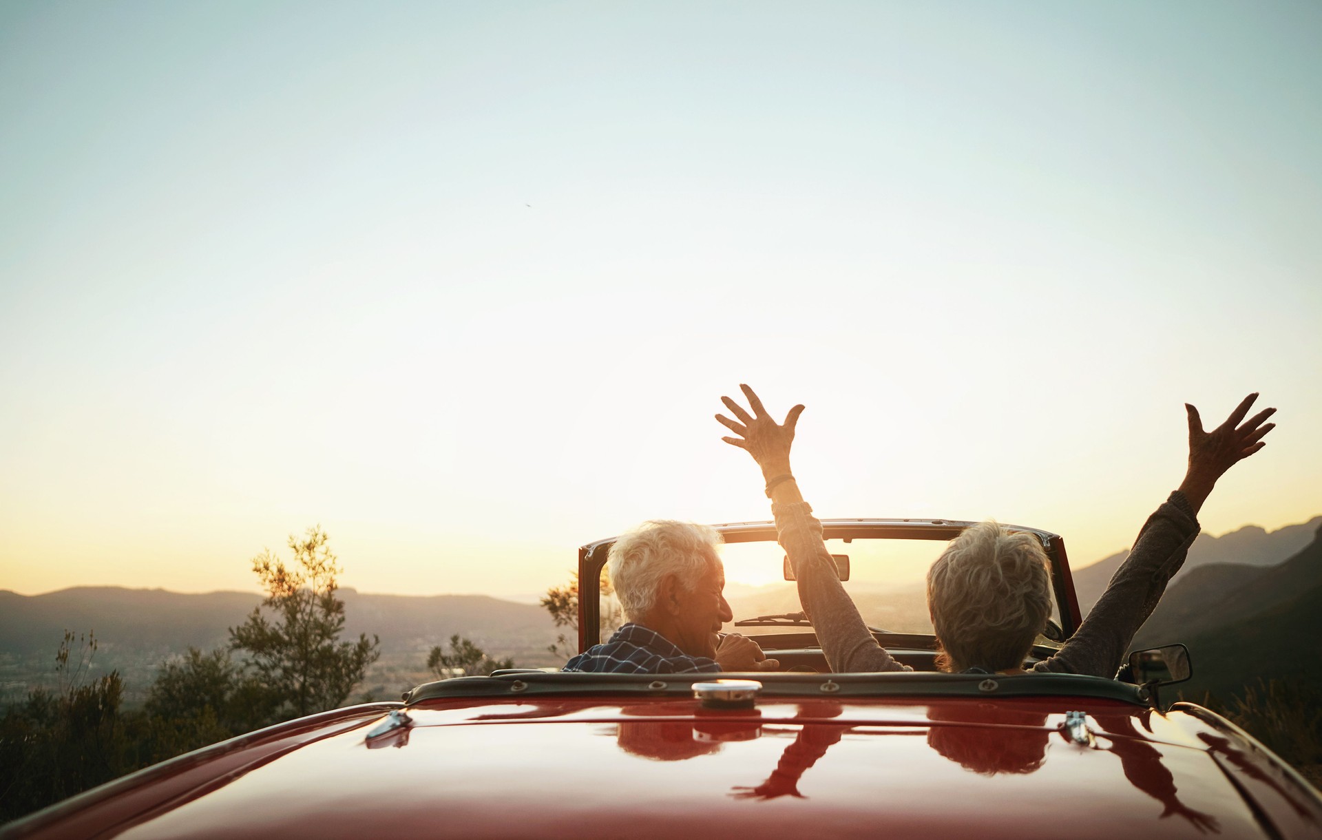 Shot of a joyful senior couple enjoying  a road trip